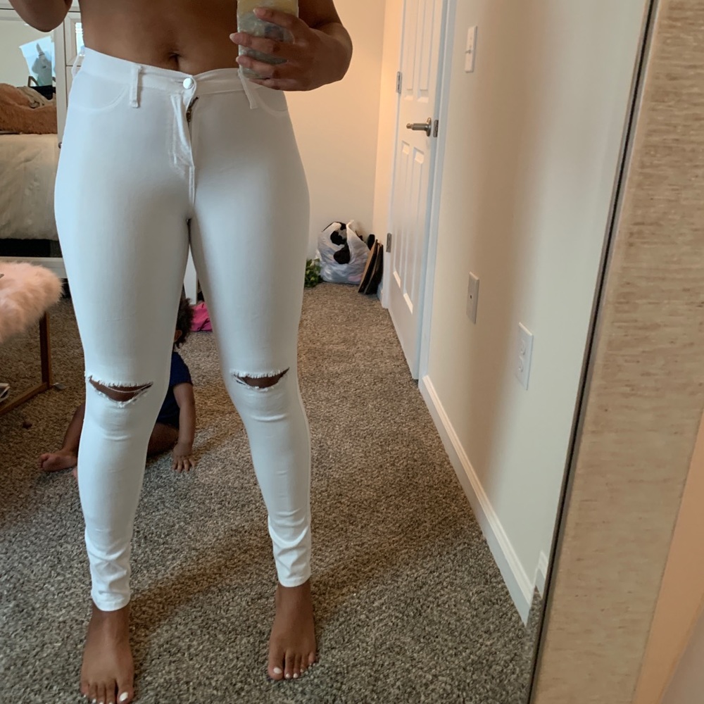 Fashion Nova White Canopy Jeans 9